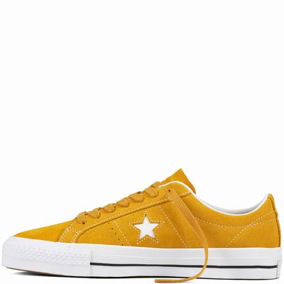 Converse One Star Pro Suede Low Tops Womens - Yellow/White/Black Shoes (188GSPUQ)